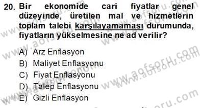Ekonomik Analiz Dersi 2014 - 2015 Yılı (Vize) Ara Sınav Soruları 20. Soru
