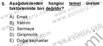 Ekonomik Analiz Dersi 2014 - 2015 Yılı (Vize) Ara Sınav Soruları 5. Soru