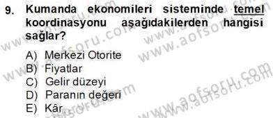 Ekonomik Analiz Dersi 2014 - 2015 Yılı (Vize) Ara Sınav Soruları 9. Soru