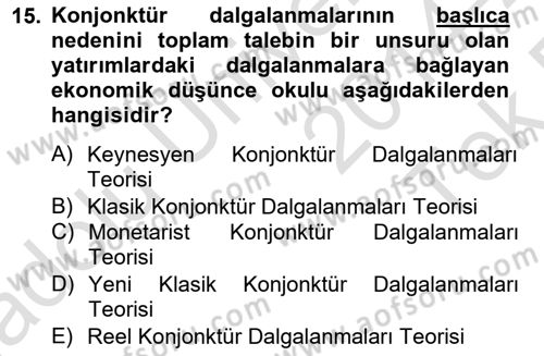 Ekonomik Analiz Dersi 2014 - 2015 Yılı Tek Ders Sınav Soruları 15. Soru