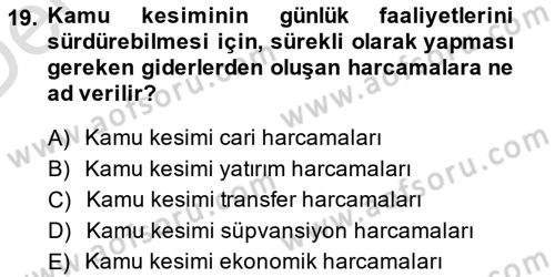 Ekonomik Analiz Dersi 2014 - 2015 Yılı Tek Ders Sınav Soruları 19. Soru