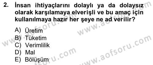 Ekonomik Analiz Dersi 2014 - 2015 Yılı Tek Ders Sınav Soruları 2. Soru