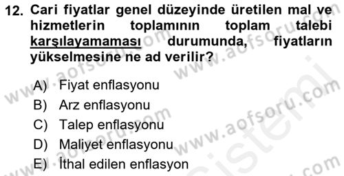 Ekonomik Analiz Dersi 2015 - 2016 Yılı (Vize) Ara Sınav Soruları 12. Soru