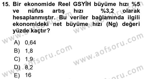 Ekonomik Analiz Dersi 2015 - 2016 Yılı (Vize) Ara Sınav Soruları 15. Soru