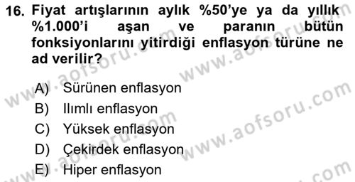 Ekonomik Analiz Dersi 2015 - 2016 Yılı (Vize) Ara Sınav Soruları 16. Soru
