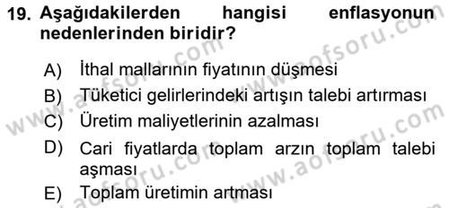 Ekonomik Analiz Dersi 2015 - 2016 Yılı (Vize) Ara Sınav Soruları 19. Soru