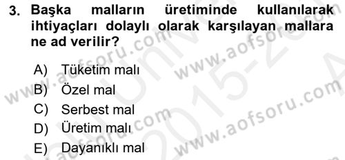 Ekonomik Analiz Dersi 2015 - 2016 Yılı (Vize) Ara Sınav Soruları 3. Soru