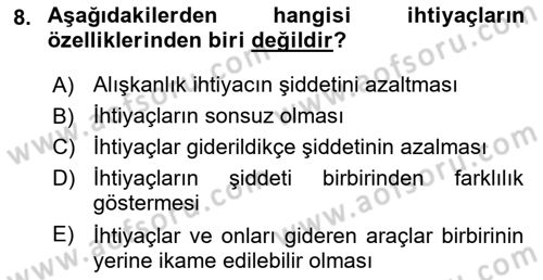 Ekonomik Analiz Dersi 2015 - 2016 Yılı (Vize) Ara Sınav Soruları 8. Soru