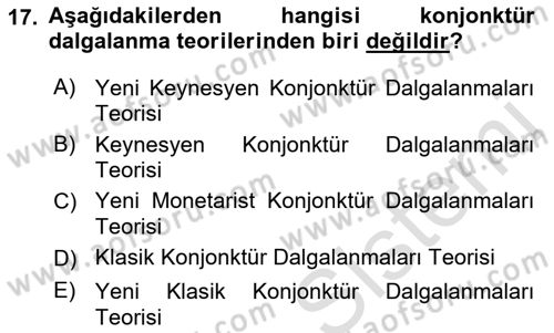 Ekonomik Analiz Dersi 2015 - 2016 Yılı (Final) Dönem Sonu Sınav Soruları 17. Soru
