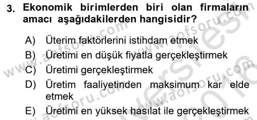 Ekonomik Analiz Dersi 2015 - 2016 Yılı (Final) Dönem Sonu Sınav Soruları 3. Soru