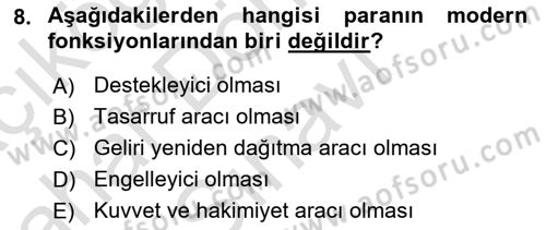 Ekonomik Analiz Dersi 2015 - 2016 Yılı (Final) Dönem Sonu Sınav Soruları 8. Soru