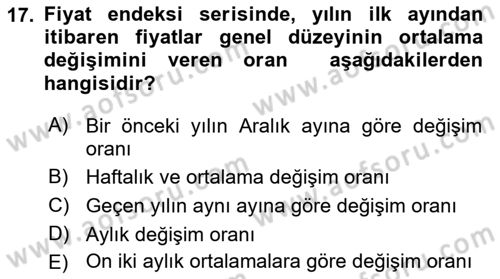 Ekonomik Analiz Dersi 2016 - 2017 Yılı (Vize) Ara Sınav Soruları 17. Soru