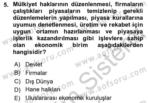 Ekonomik Analiz Dersi 2016 - 2017 Yılı (Vize) Ara Sınav Soruları 5. Soru