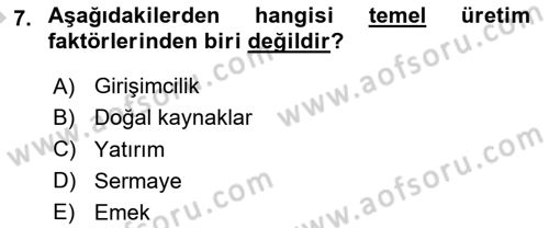 Ekonomik Analiz Dersi 2016 - 2017 Yılı (Vize) Ara Sınav Soruları 7. Soru
