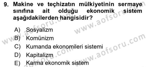 Ekonomik Analiz Dersi 2016 - 2017 Yılı (Vize) Ara Sınav Soruları 9. Soru