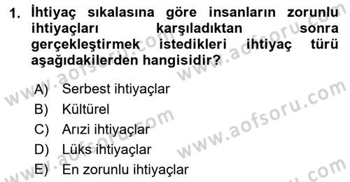 Ekonomik Analiz Dersi 2016 - 2017 Yılı (Final) Dönem Sonu Sınav Soruları 1. Soru