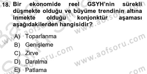 Ekonomik Analiz Dersi 2016 - 2017 Yılı (Final) Dönem Sonu Sınav Soruları 18. Soru