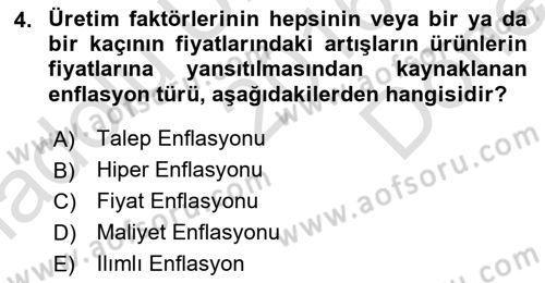 Ekonomik Analiz Dersi 2016 - 2017 Yılı (Final) Dönem Sonu Sınav Soruları 4. Soru