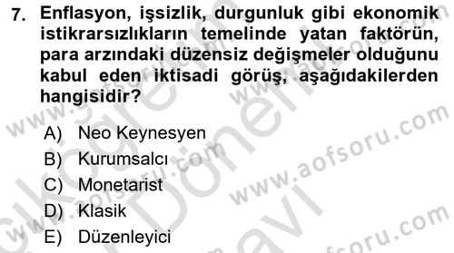Ekonomik Analiz Dersi 2016 - 2017 Yılı (Final) Dönem Sonu Sınav Soruları 7. Soru