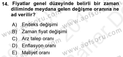 Ekonomik Analiz Dersi 2017 - 2018 Yılı (Vize) Ara Sınav Soruları 14. Soru