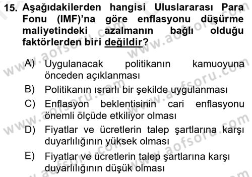 Ekonomik Analiz Dersi 2017 - 2018 Yılı (Vize) Ara Sınav Soruları 15. Soru