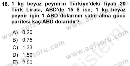 Ekonomik Analiz Dersi 2017 - 2018 Yılı (Vize) Ara Sınav Soruları 16. Soru