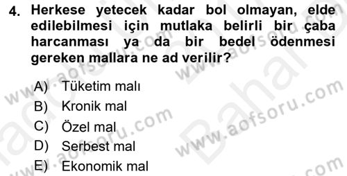Ekonomik Analiz Dersi 2017 - 2018 Yılı (Vize) Ara Sınav Soruları 4. Soru