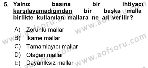 Ekonomik Analiz Dersi 2017 - 2018 Yılı (Vize) Ara Sınav Soruları 5. Soru