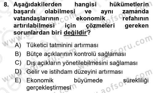 Ekonomik Analiz Dersi 2017 - 2018 Yılı (Vize) Ara Sınav Soruları 8. Soru