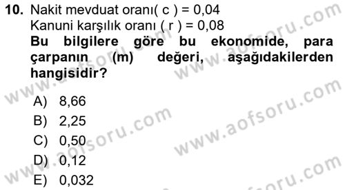 Ekonomik Analiz Dersi 2017 - 2018 Yılı (Final) Dönem Sonu Sınav Soruları 10. Soru