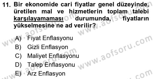 Ekonomik Analiz Dersi 2017 - 2018 Yılı (Final) Dönem Sonu Sınav Soruları 11. Soru