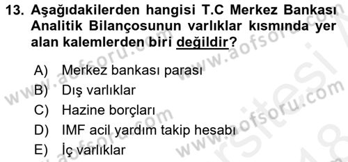 Ekonomik Analiz Dersi 2017 - 2018 Yılı (Final) Dönem Sonu Sınav Soruları 13. Soru