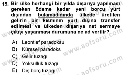 Ekonomik Analiz Dersi 2017 - 2018 Yılı (Final) Dönem Sonu Sınav Soruları 15. Soru