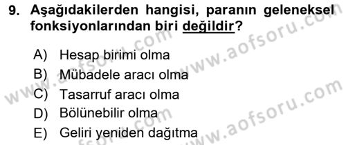 Ekonomik Analiz Dersi 2017 - 2018 Yılı (Final) Dönem Sonu Sınav Soruları 9. Soru