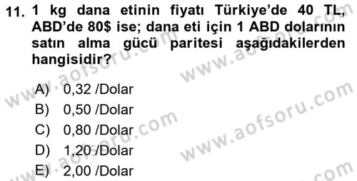 Ekonomik Analiz Dersi 2018 - 2019 Yılı (Vize) Ara Sınav Soruları 11. Soru