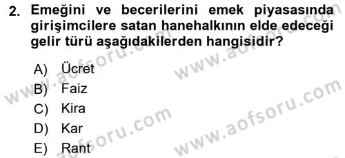Ekonomik Analiz Dersi 2018 - 2019 Yılı (Vize) Ara Sınav Soruları 2. Soru