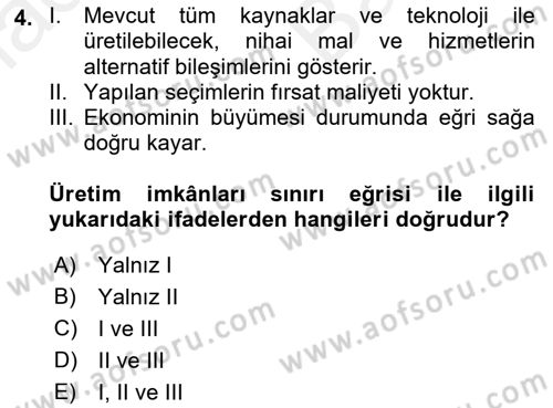 Ekonomik Analiz Dersi 2018 - 2019 Yılı (Vize) Ara Sınav Soruları 4. Soru