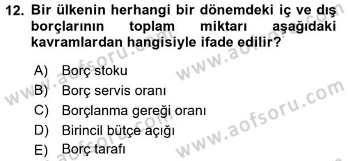 Ekonomik Analiz Dersi 2018 - 2019 Yılı (Final) Dönem Sonu Sınav Soruları 12. Soru