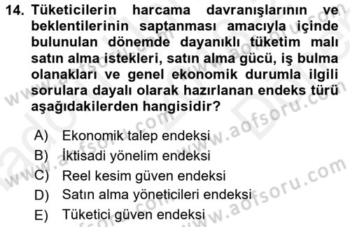 Ekonomik Analiz Dersi 2018 - 2019 Yılı (Final) Dönem Sonu Sınav Soruları 14. Soru