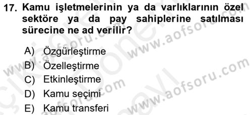Ekonomik Analiz Dersi 2018 - 2019 Yılı (Final) Dönem Sonu Sınav Soruları 17. Soru