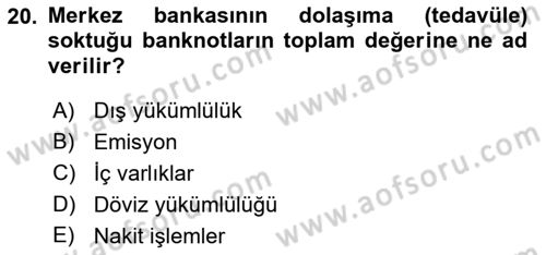 Ekonomik Analiz Dersi 2018 - 2019 Yılı (Final) Dönem Sonu Sınav Soruları 20. Soru