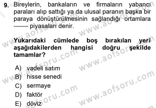 Ekonomik Analiz Dersi 2018 - 2019 Yılı (Final) Dönem Sonu Sınav Soruları 9. Soru