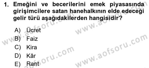 Ekonomik Analiz Dersi 2018 - 2019 Yılı Yaz Okulu Sınav Soruları 1. Soru