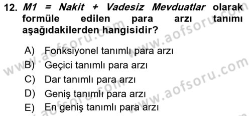 Ekonomik Analiz Dersi 2018 - 2019 Yılı Yaz Okulu Sınavı 12. Soru