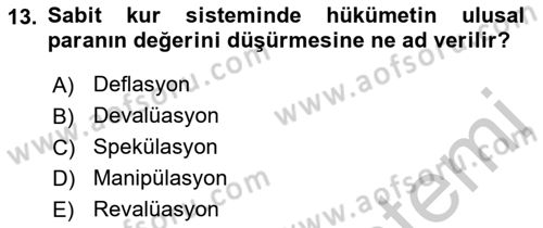 Ekonomik Analiz Dersi 2018 - 2019 Yılı Yaz Okulu Sınavı 13. Soru