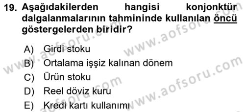 Ekonomik Analiz Dersi 2018 - 2019 Yılı Yaz Okulu Sınav Soruları 19. Soru