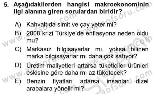 Ekonomik Analiz Dersi 2020 - 2021 Yılı Yaz Okulu Sınav Soruları 5. Soru