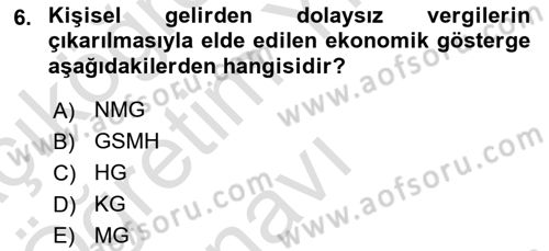 Ekonomik Analiz Dersi 2020 - 2021 Yılı Yaz Okulu Sınav Soruları 6. Soru