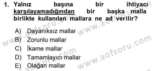 Ekonomik Analiz Dersi 2021 - 2022 Yılı (Vize) Ara Sınavı 1. Soru