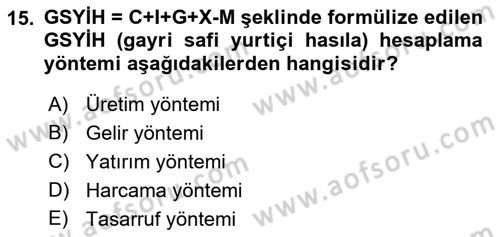 Ekonomik Analiz Dersi 2021 - 2022 Yılı (Vize) Ara Sınavı 15. Soru